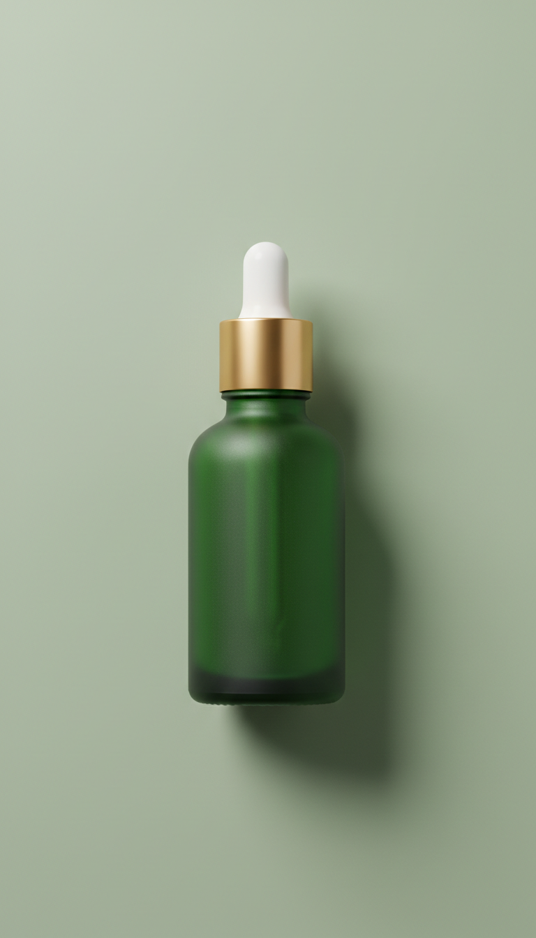 Restorative facial oil in green glass